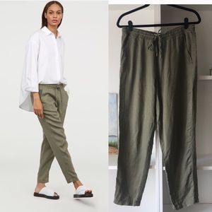 LAST CHANCE H&M Khaki Green Linen Drawstring Pants